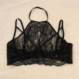 LaSenza Black Lace Strappy Halter Bralette
